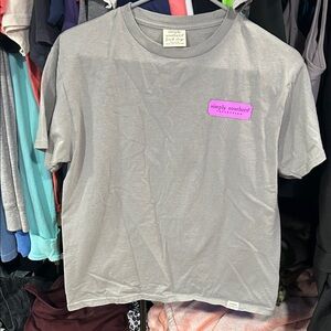 Simply Southern Light Gray youth Tee with Pink Logo
